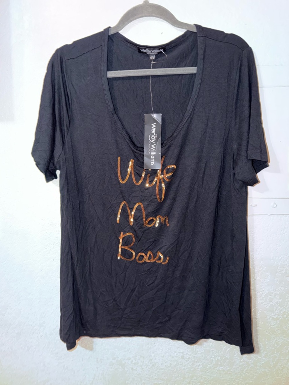 Wendy Williams Black Tee - 'Wife Mom Boss'
